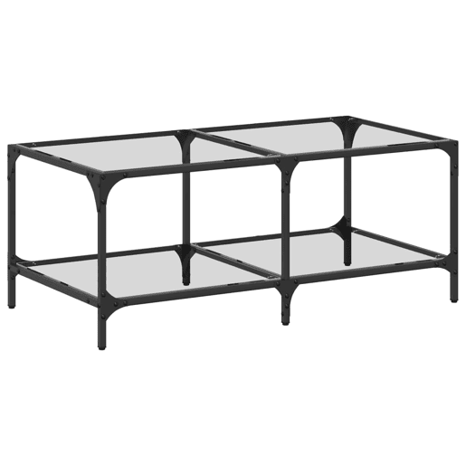 Mesa de Centro, Mesa baixa c topo em vidro transparente 98,5x50x40 cm aço Mesa de Centro, Mesa baixa c topo em vidro transparente 98,5x50x40 cm aço