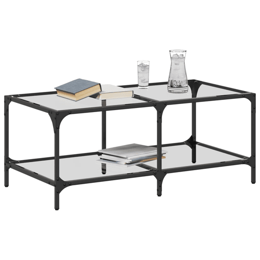 Mesa de Centro, Mesa baixa c topo em vidro transparente 98,5x50x40 cm aço Mesa de Centro, Mesa baixa c topo em vidro transparente 98,5x50x40 cm aço