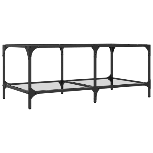 Mesa de Centro, Mesa baixa c topo em vidro transparente 98,5x50x40 cm aço Mesa de Centro, Mesa baixa c topo em vidro transparente 98,5x50x40 cm aço