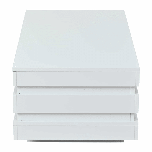 Mesa de centro 100 x 50 x 35 cm u2014 com compartimento de arrumação central oco, iluminação LED em fita, acabamento de alto brilho, ideal para apartamentos pequenos u2014 branco