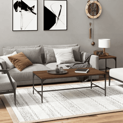 Mesa de Centro, Mesa baixa, 100x50x35 cm derivados madeira carvalho castanho