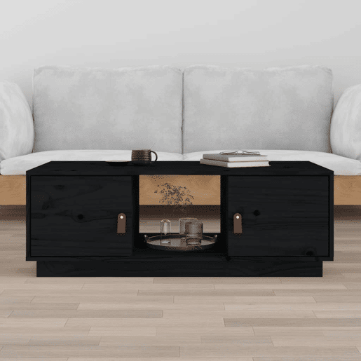 Mesa de Centro, Mesa baixa, 100x50x35 cm madeira de pinho maciça preto