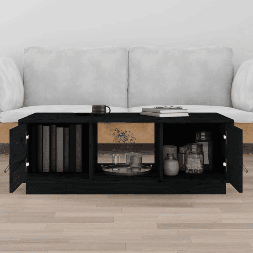 Mesa de Centro, Mesa baixa, 100x50x35 cm madeira de pinho maciça preto