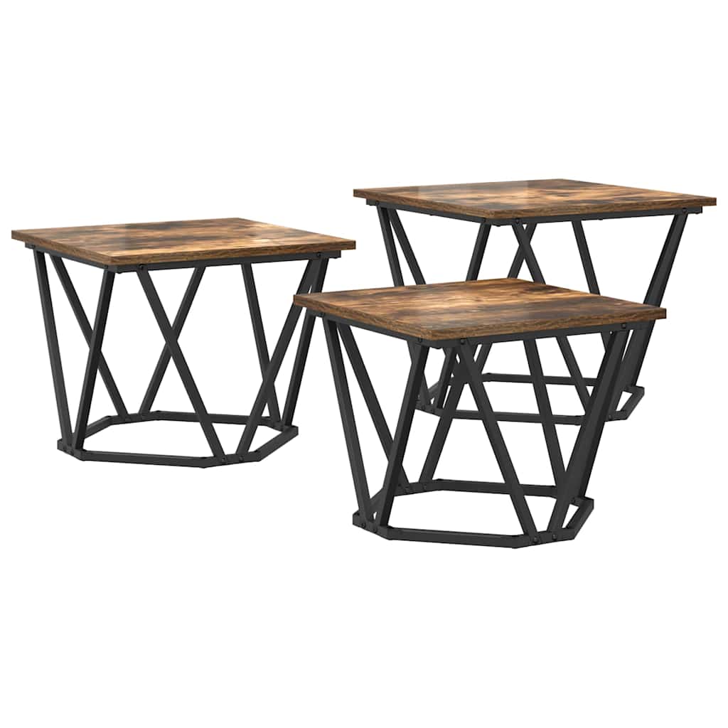 3 pzs Mesas de Café - Mesas de Centro 50x50 Marrón