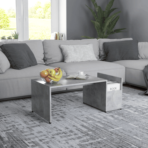 Mesa de Centro, Mesa baixa, 90x45x35 cm derivados madeira cinzento cimento
