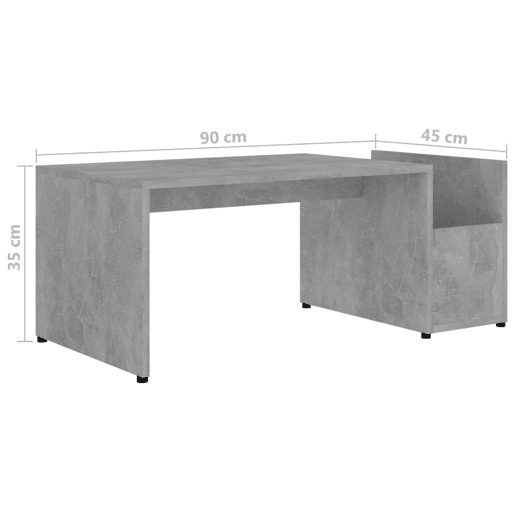 Mesa de Centro, Mesa baixa, 90x45x35 cm derivados madeira cinzento cimento