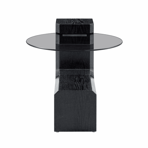 Conjunto de mesas de centro separáveis - tampo em vidro cinzento transparente, estrutura em MDF com efeito de madeira preta, design modular flexível - preto
