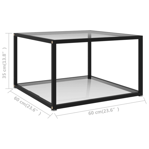 Mesa de Centro, Mesa baixa 60x60x35 cm vidro temperado transparente