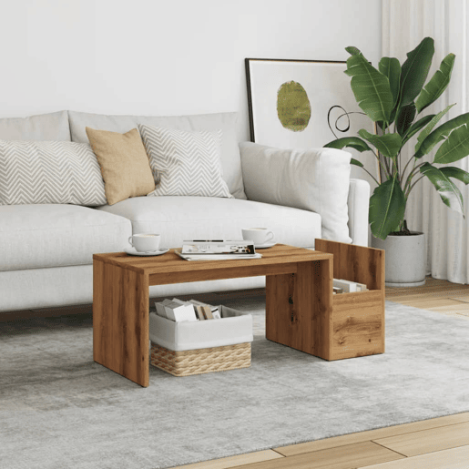 Mesa de Centro, Mesa baixa, 90x45x35 cm derivados madeira carvalho artisiano