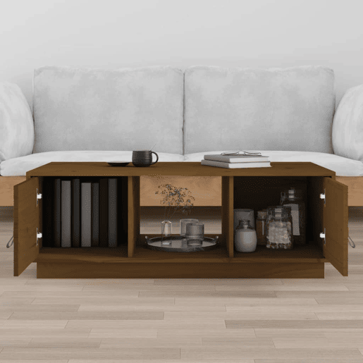 Mesa de Centro, Mesa baixa, 100x50x35 cm pinho maciço castanho mel