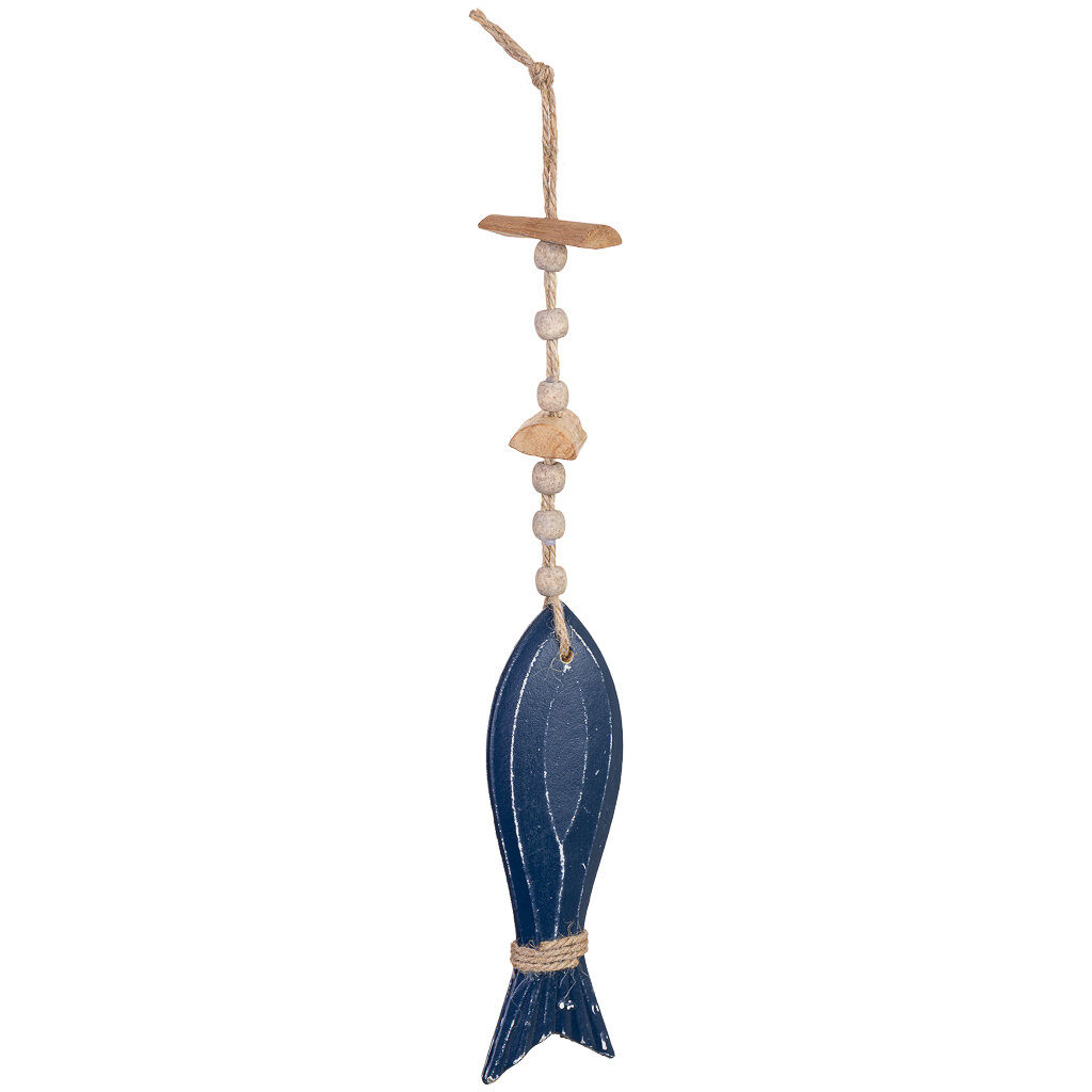Movil de viento de madera azul 6x2x40h cm