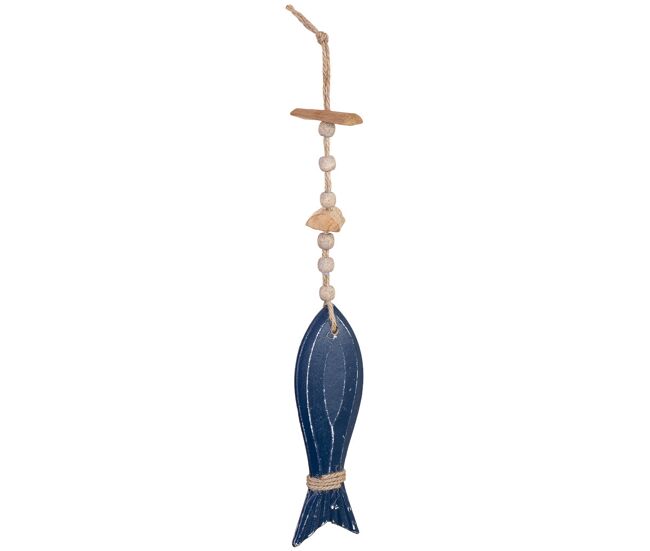 Movil de viento de madera azul 6x2x40h cm