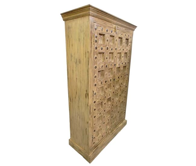 Armario de madera acabado artesanal marrón 120x46x170cm