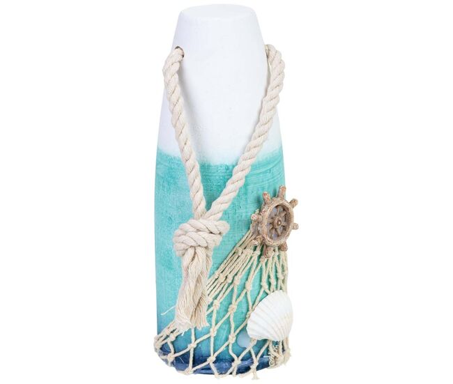 Figura de decoración colgante de madera marina azul 7.5x7.5x26h cm
