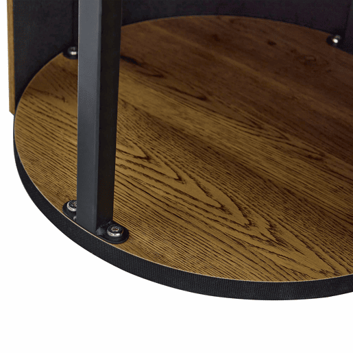Mesa de centro redonda de 70 cm - design com colunas romanas, estrutura metálica integrada, estilo retro de luxo para a sala de estar - cor de madeira