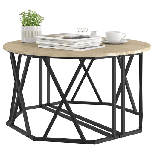 Mesa de Centro, Mesa baixa, Carvalho Sonoma 80 x 80 x 42 cm