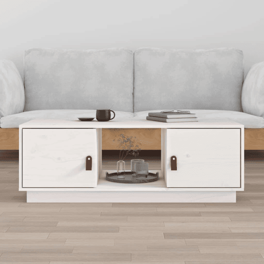 Mesa de Centro, Mesa baixa, 100x50x35 cm pinho maciço branco
