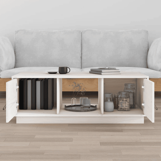 Mesa de Centro, Mesa baixa, 100x50x35 cm pinho maciço branco