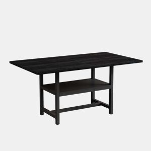Mesa de jantar retangular 160×90×76 cm - design industrial com prateleira multifuncional para 4u20136 pessoas, sala de estarcozinhasala de jantar - preta