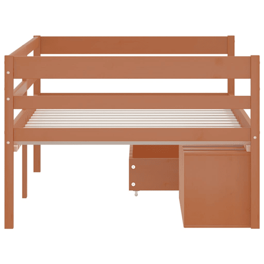 Estrutura de cama de solteiro com gavetas e móvel 90x200 cm pinho maciço castanho-mel Estrutura de cama de solteiro com gavetas e móvel 90x200 cm pinho maciço castanho-mel