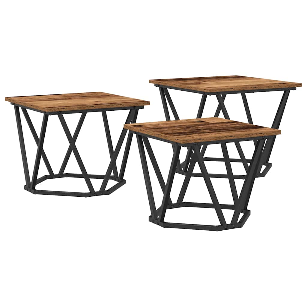 3 pzs Mesas de Café - Mesas de Centro 50x50 Madera