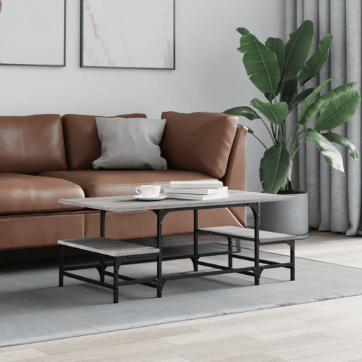 Mesa de Centro, Mesa baixa, 100x50,5x40 cm derivados de madeira cinza sonoma