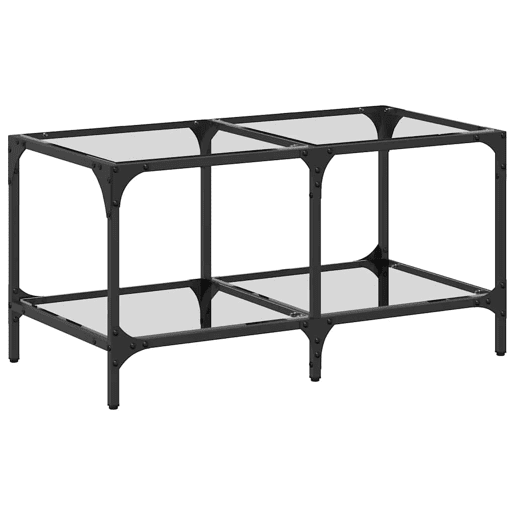 Mesa de Centro, Mesa baixa c topo em vidro transparente 78,5x40x40 cm aço