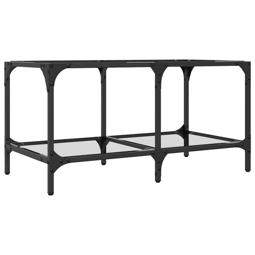 Mesa de Centro, Mesa baixa c topo em vidro transparente 78,5x40x40 cm aço