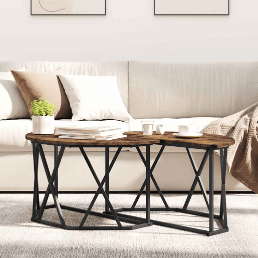 Mesa de Centro, Mesa baixa, Carvalho Defumado 80 x 80 x 42 cm