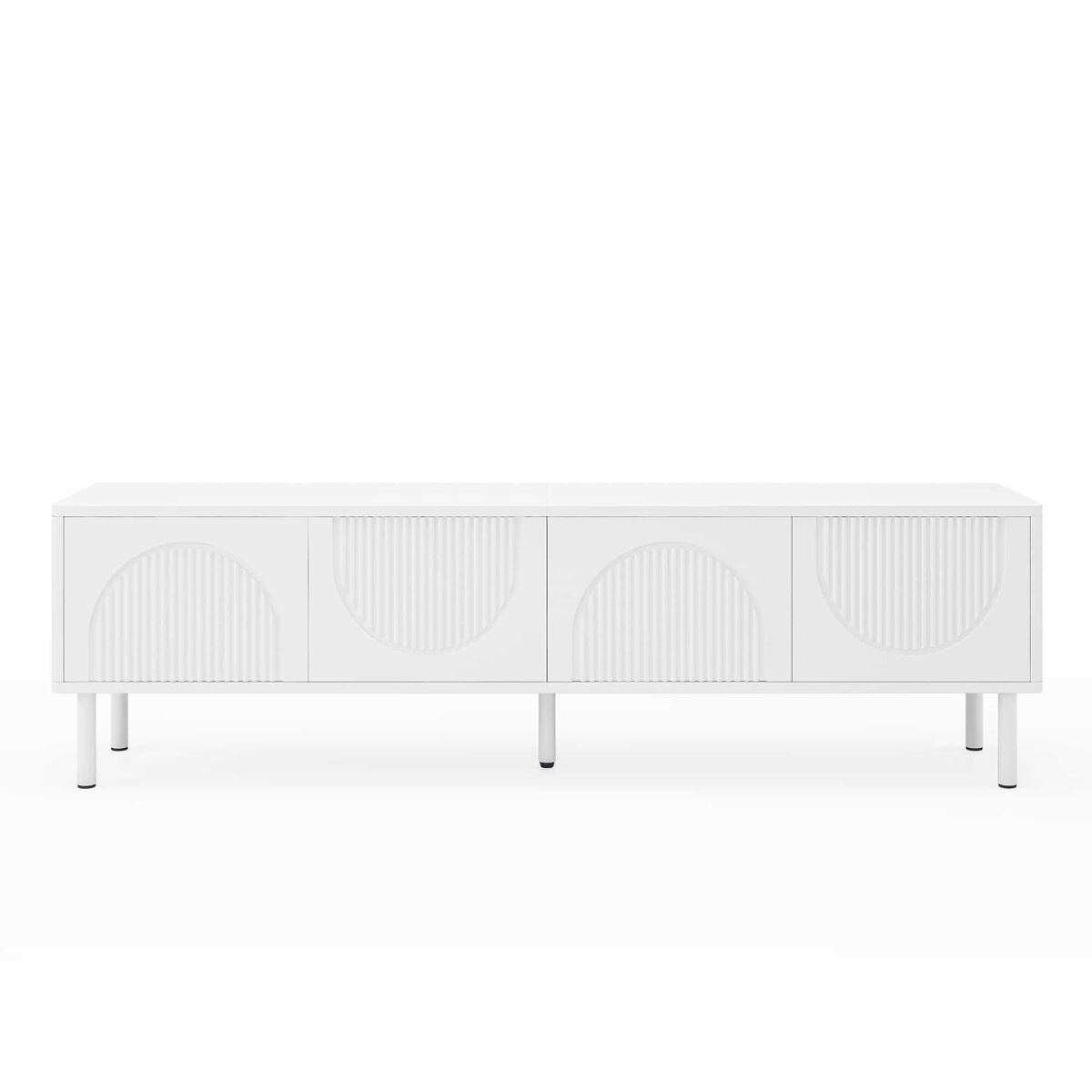 mueble tv 180 cm - moderno con espacio de almacenamiento acabado mate gestion de cables diseno minimalista - blanco