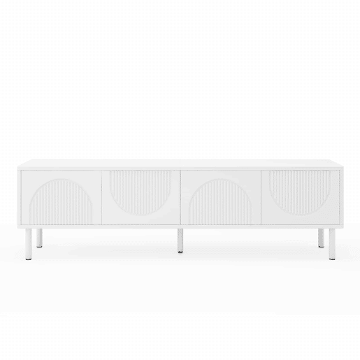 Móvel para TV de 180 cm - moderno, com espaço de arrumação, acabamento mate, gestão de cabos, design minimalista - branco