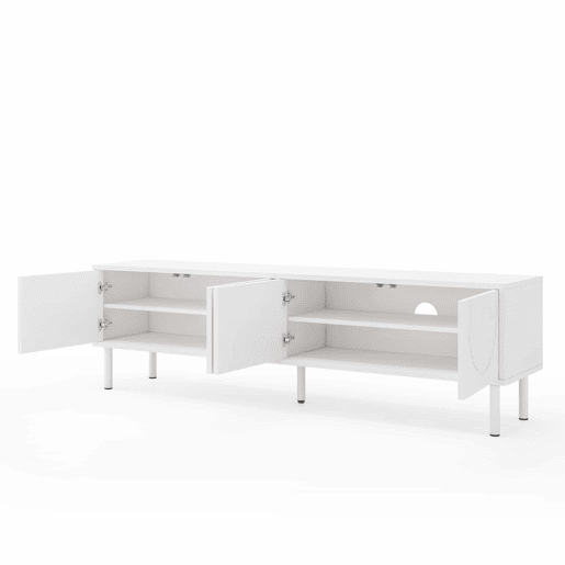 Móvel para TV de 180 cm - moderno, com espaço de arrumação, acabamento mate, gestão de cabos, design minimalista - branco