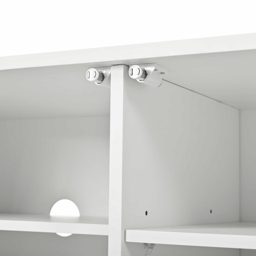 Móvel para TV de 200 cm - Estilo luxuoso com acabamento canelado, 4 portas, grande capacidade de arrumação, prateleiras com altura ajustável, cantos arredondados, design minimalista moderno, MDF - Branco Móvel para TV de 200 cm - Estilo luxuoso com acabamento canelado, 4 portas, grande capacidade de arrumação, prateleiras com altura ajustável, cantos arredondados, design minimalista moderno, MDF - Branco