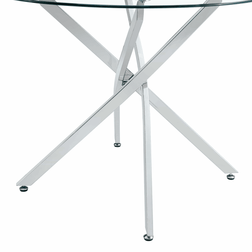 Mesa de jantar redonda de 88 cm - design leve e luxuoso, vidro temperado, estrutura metálica - prateada, transparente