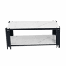 Mesa de centro 114 x 64 x 46 cm - retangular com pés de metal e tampo com efeito mármore, mobiliário moderno - preto e branco