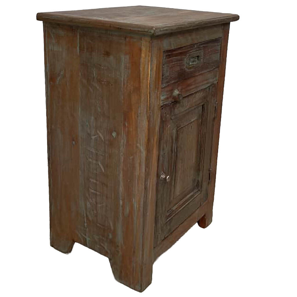 Mesita de noche de madera acabado artesanal