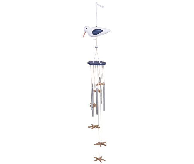 Movil de viento de madera azul 14x8.5x75h cm