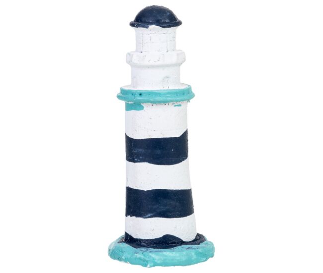 Figura de decoración faro de resina azul 3x3x8h cm