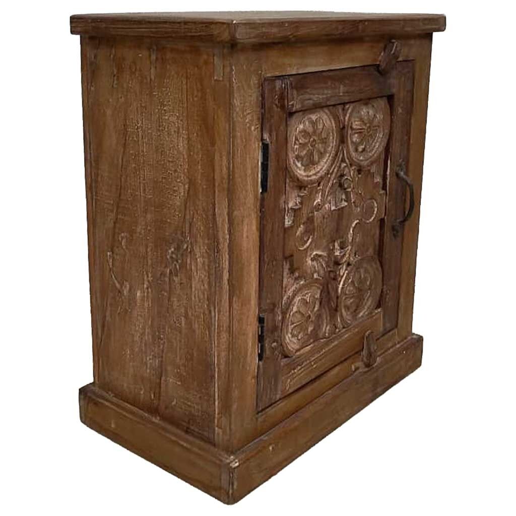 Mesita de noche de madera acabado artesanal