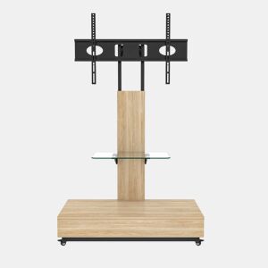 Móvel para televisão com gavetas 80 x 40 cm - suporte móvel ajustável para televisões de 32 a 75 polegadas - madeira natural