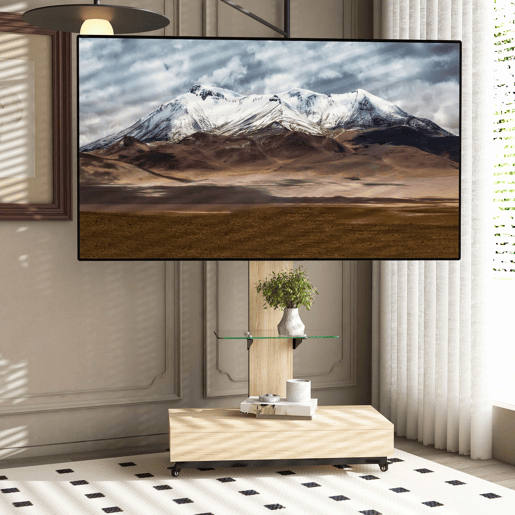 Móvel para televisão com gavetas 80 x 40 cm - suporte móvel ajustável para televisões de 32 a 75 polegadas - madeira natural