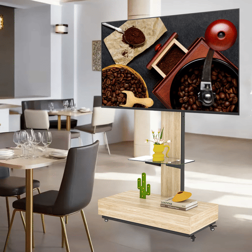 Móvel para televisão com gavetas 80 x 40 cm - suporte móvel ajustável para televisões de 32 a 75 polegadas - madeira natural