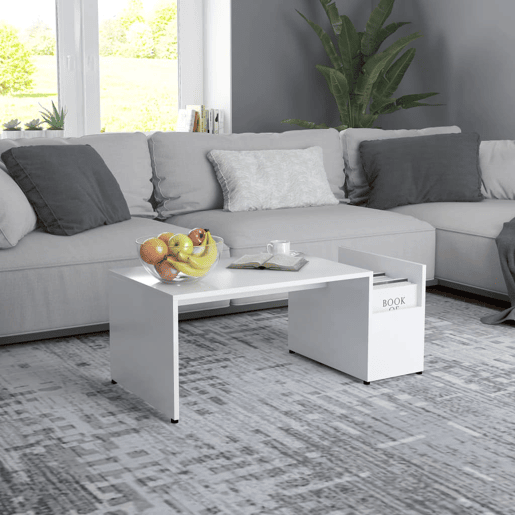Mesa de Centro, Mesa baixa, 90x45x35 cm derivados de madeira branco