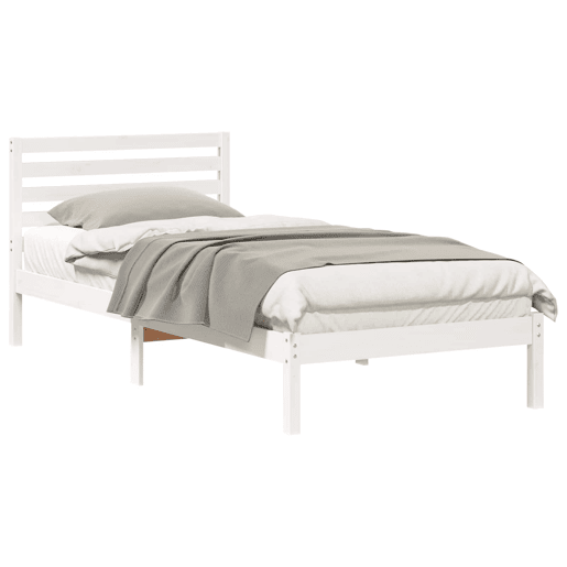 Estrutura de cama de solteiro com cabeceira - Branco 100 x 210 cm
