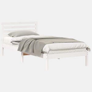 Estrutura de cama de solteiro com cabeceira - Branco 100 x 210 cm