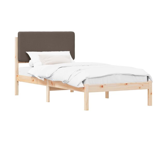 Estructura de cama simple para adultos con cabecera - tapizada taupé 80 x 200 cm