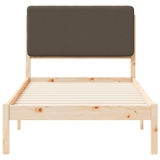 Estrutura de cama de solteiro Design com Cabeceira Estofada Cinzento-acastanhado