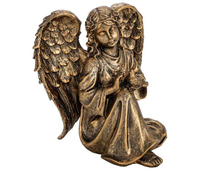 Figura de decoración angel de metal dorado 25.5x21.5x26h cm