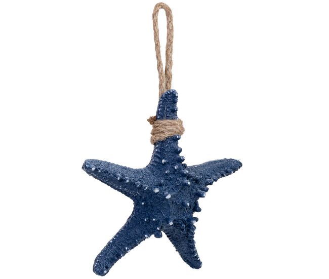 Figura de decoración estrella colgante de resina azul 17x6.5x25h cm