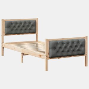 Estrutura de cama de solteiro para adultos com cabeceira Cinza Escuro 90 x 190 cm